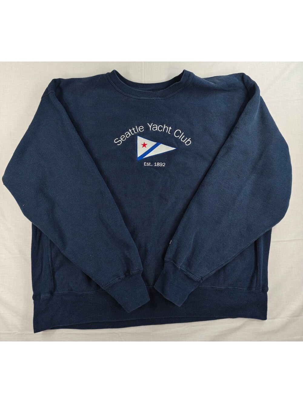 2XL Champion Reverse Weave Seattle Yacht Club Navy Crewneck Sweatshirt